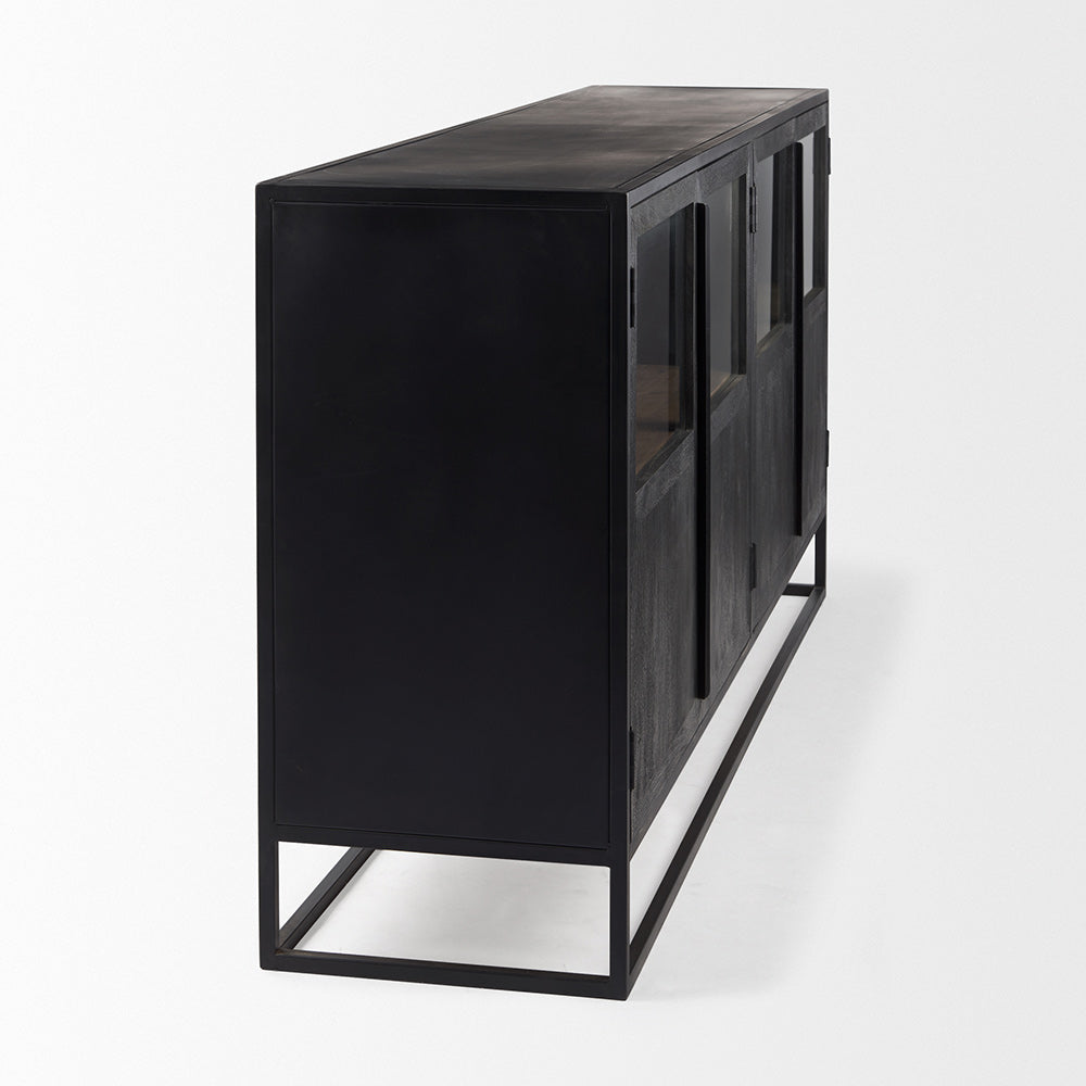 Mercana - Sloan 80.0L x 17.0W x 36.0H Black Wood W/Black Metal Frame Sideboard - 69886 view 5