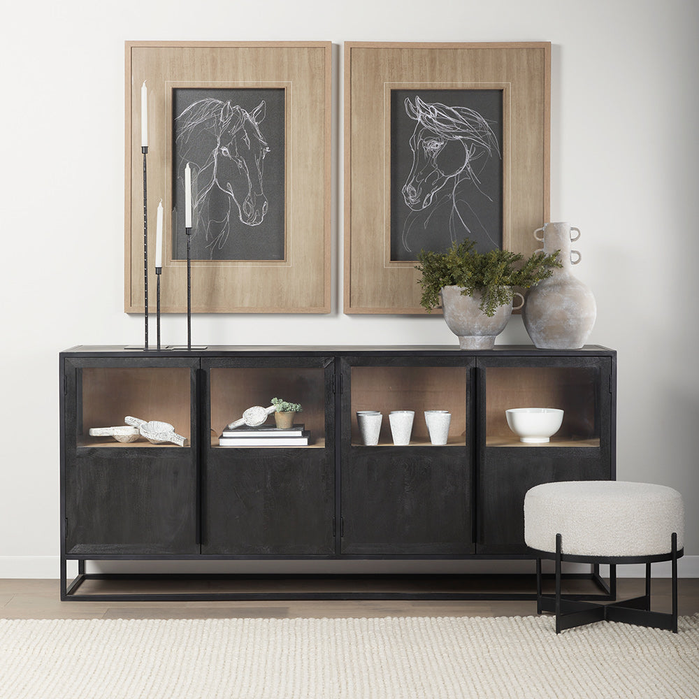 Mercana - Sloan 80.0L x 17.0W x 36.0H Black Wood W/Black Metal Frame Sideboard - 69886 view 13