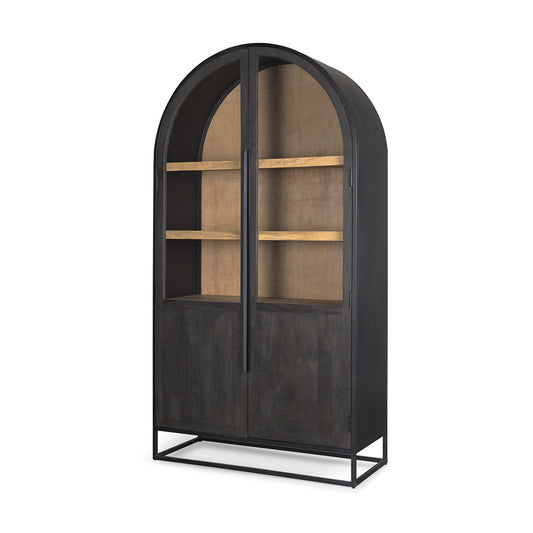 Mercana - Sloan 80.5H Black Wood W/Black Metal Frame Arched Cabinet - 70827 view 1