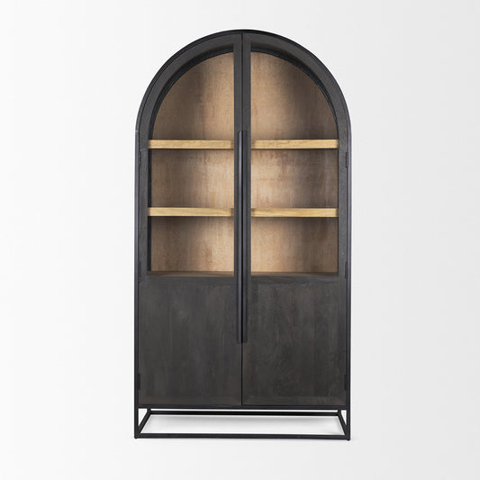 Mercana - Sloan 80.5H Black Wood W/Black Metal Frame Arched Cabinet - 70827 view 2