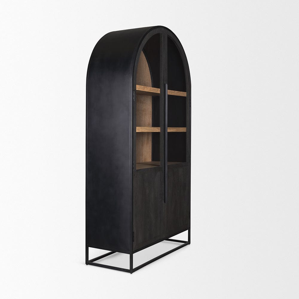 Mercana - Sloan 80.5H Black Wood W/Black Metal Frame Arched Cabinet - 70827 view 5
