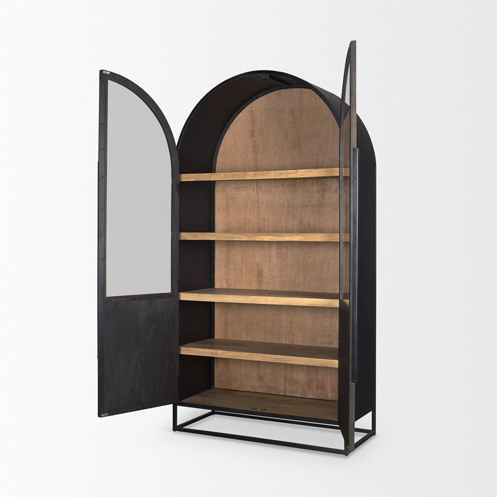 Mercana - Sloan 80.5H Black Wood W/Black Metal Frame Arched Cabinet - 70827 view 6