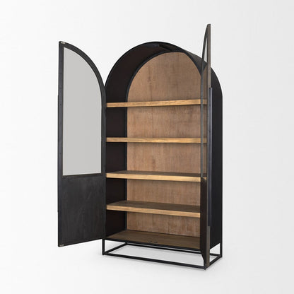 Mercana - Sloan 80.5H Black Wood W/Black Metal Frame Arched Cabinet - 70827 view 6