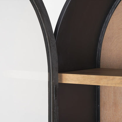 Mercana - Sloan 80.5H Black Wood W/Black Metal Frame Arched Cabinet - 70827 view 7
