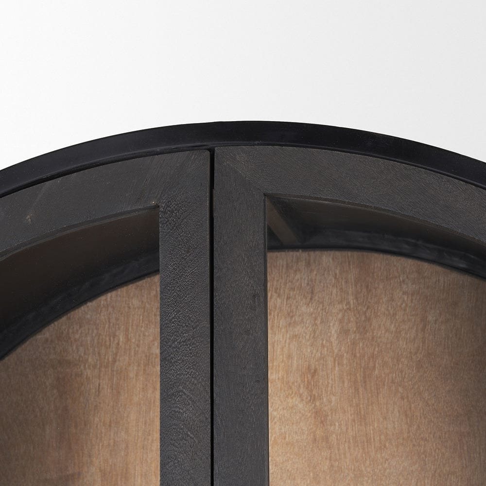 Mercana - Sloan 80.5H Black Wood W/Black Metal Frame Arched Cabinet - 70827 view 8