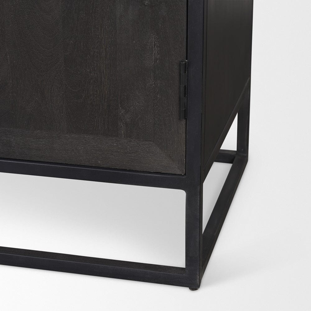 Mercana - Sloan 80.5H Black Wood W/Black Metal Frame Arched Cabinet - 70827 view 11