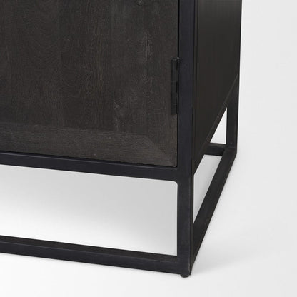 Mercana - Sloan 80.5H Black Wood W/Black Metal Frame Arched Cabinet - 70827 view 11