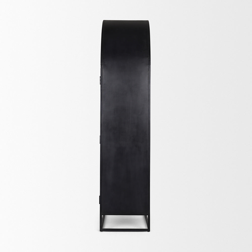 Mercana - Sloan 80.5H Dark Brown Wood W/Black Metal Arched Curio Cabinet - 70828 view 3