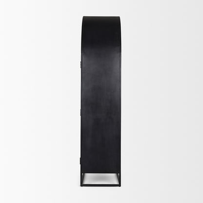 Mercana - Sloan 80.5H Dark Brown Wood W/Black Metal Arched Curio Cabinet - 70828 view 3