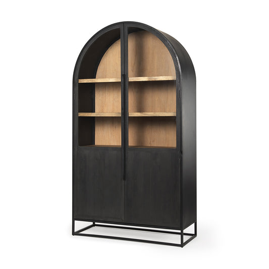 Mercana - Sloan 85.5H Black Wood W/Black Metal Frame Arch Cabinet - 69885 view 1