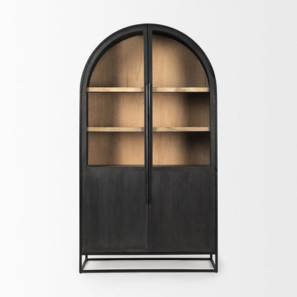 Mercana - Sloan 85.5H Black Wood W/Black Metal Frame Arch Cabinet - 69885 view 2
