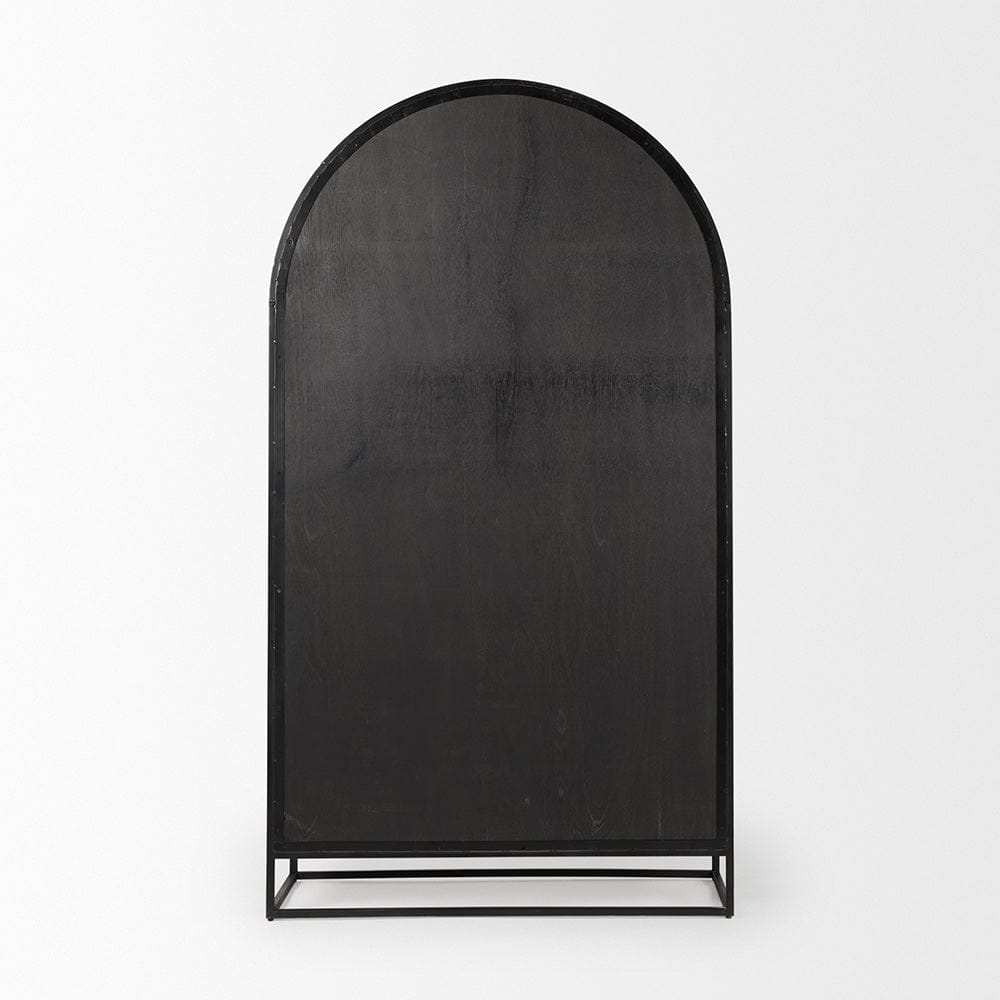 Mercana - Sloan 85.5H Black Wood W/Black Metal Frame Arch Cabinet - 69885 view 4