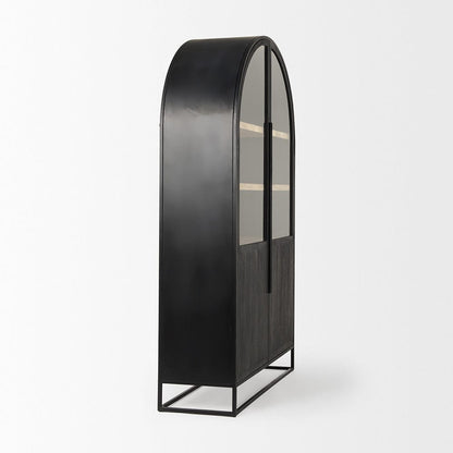 Mercana - Sloan 85.5H Black Wood W/Black Metal Frame Arch Cabinet - 69885 view 5