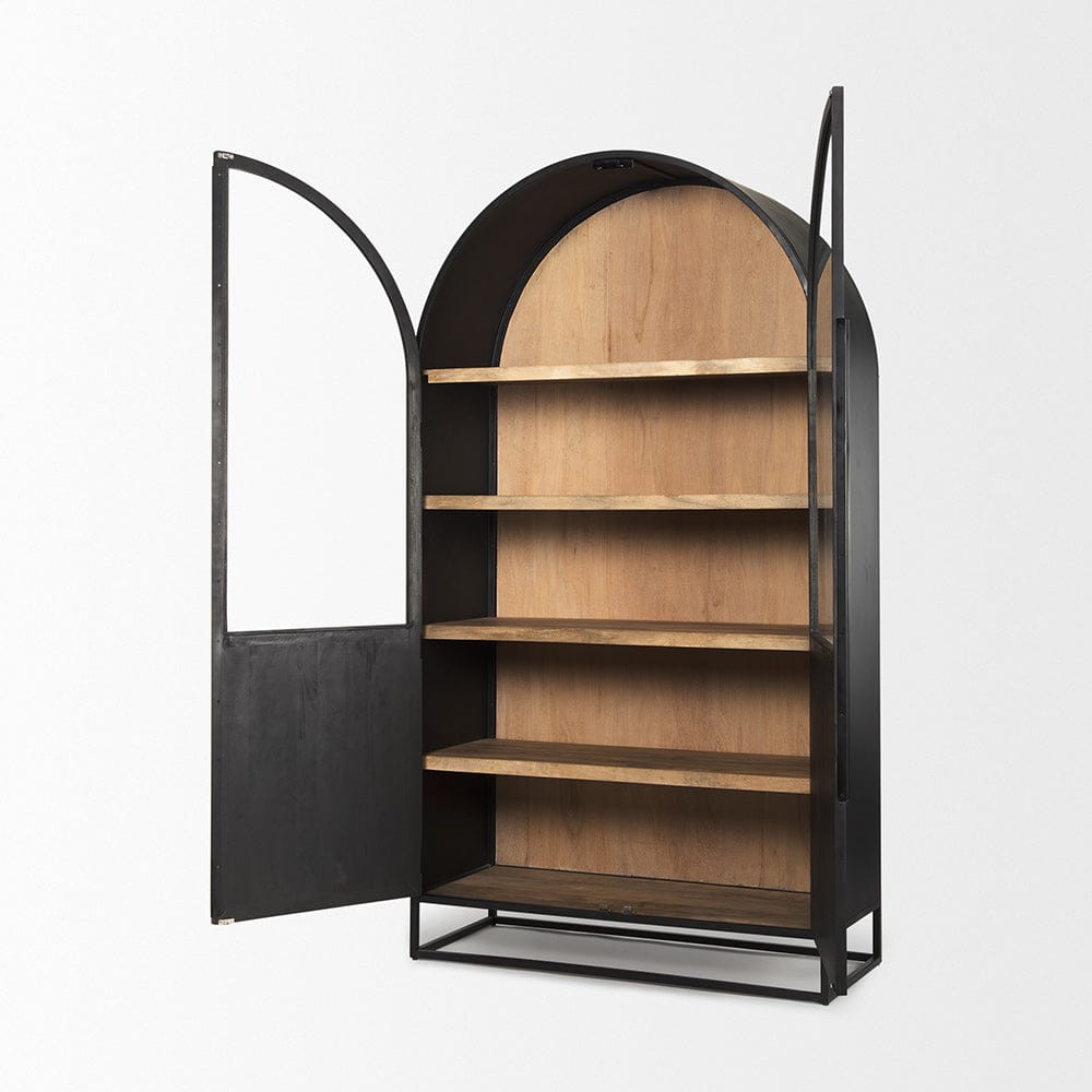Mercana - Sloan 85.5H Black Wood W/Black Metal Frame Arch Cabinet - 69885 view 6