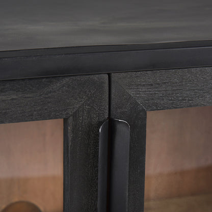Mercana - Sloan Black Wood W/Black Metal Frame Accent Cabinet - 69887 view 8