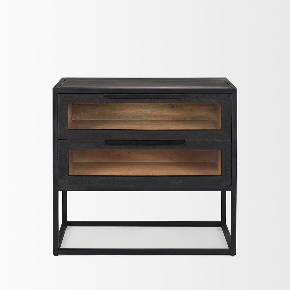 Mercana - Sloan Black Wood W/Black Metal Frame Side Table - 69888 view 2