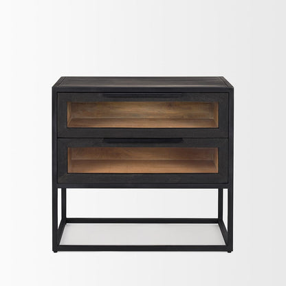 Mercana - Sloan Black Wood W/Black Metal Frame Side Table - 69888 view 2