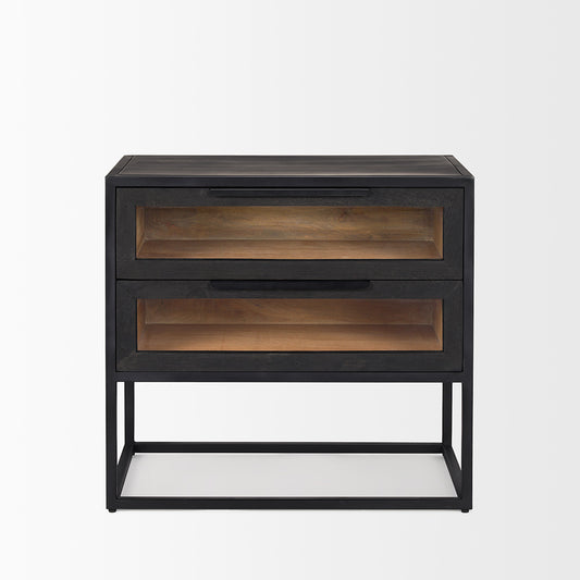 Mercana - Sloan Black Wood W/Black Metal Frame Side Table - 69888 view 2