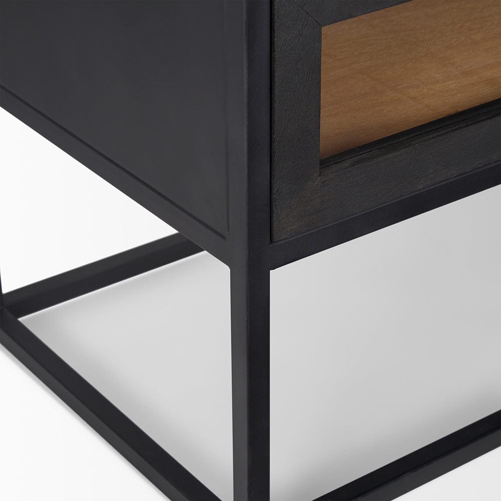 Mercana - Sloan Black Wood W/Black Metal Frame Side Table - 69888 view 10