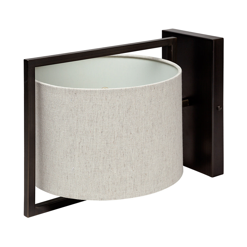 Mercana - Smithe I 9x13 Black Toned Metal Cream Lampshade Wall Sconce - 68344_CLOSEOUT view 1