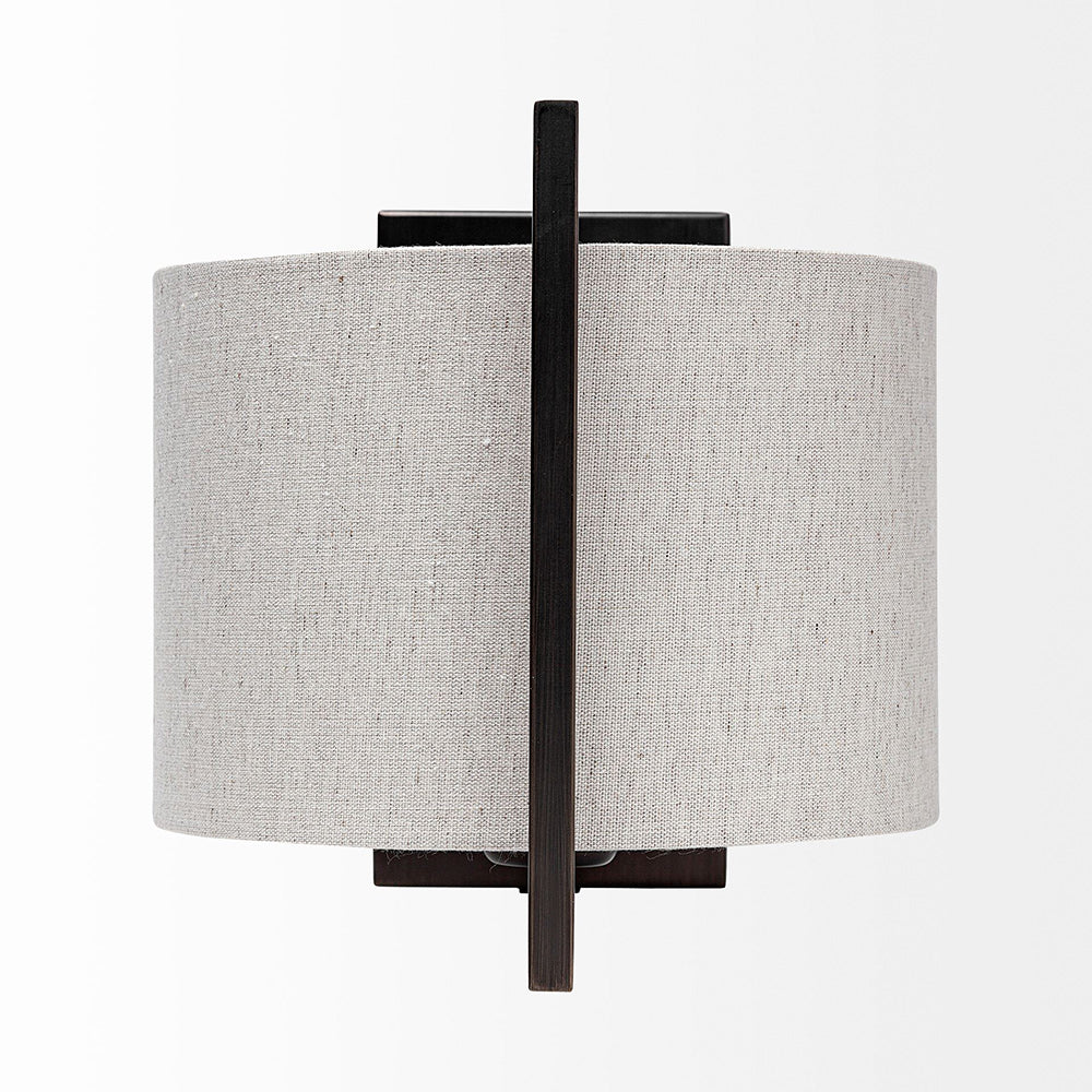 Mercana - Smithe I 9x13 Black Toned Metal Cream Lampshade Wall Sconce - 68344_CLOSEOUT view 2