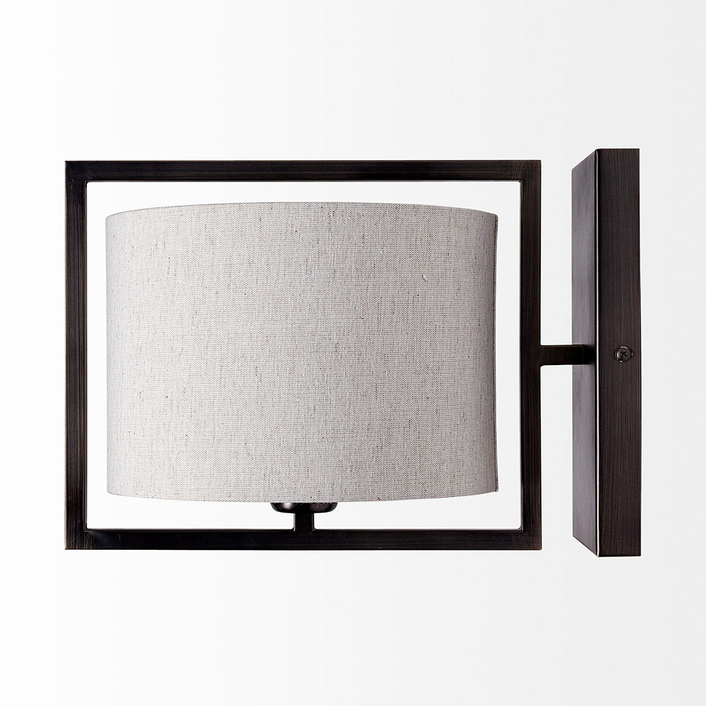Mercana - Smithe I 9x13 Black Toned Metal Cream Lampshade Wall Sconce - 68344_CLOSEOUT view 3