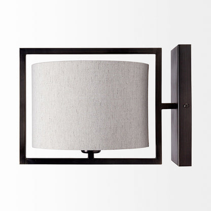 Mercana - Smithe I 9x13 Black Toned Metal Cream Lampshade Wall Sconce - 68344_CLOSEOUT view 3