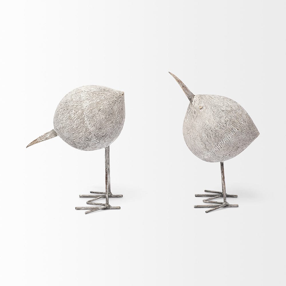 Mercana - Snipe I 6L x 6W Off-White Resin Bird Ornament W/ Metal Feet - 68079 view 2