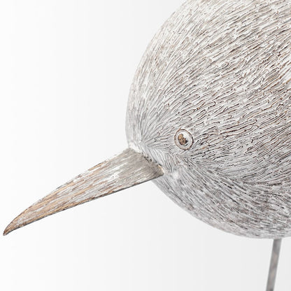 Mercana - Snipe II 6L x 6W Off-White Resin Bird Ornament W/ Metal Feet - 68080 view 2