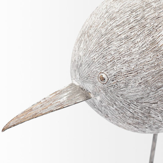 Mercana - Snipe II 6L x 6W Off-White Resin Bird Ornament W/ Metal Feet - 68080 view 2