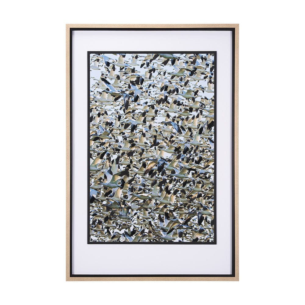Mercana - Snowgoose Migration 1 by Gary Blatter Hand Embellished Textured Framed Art Print Matted under Glass - 15399 view 1