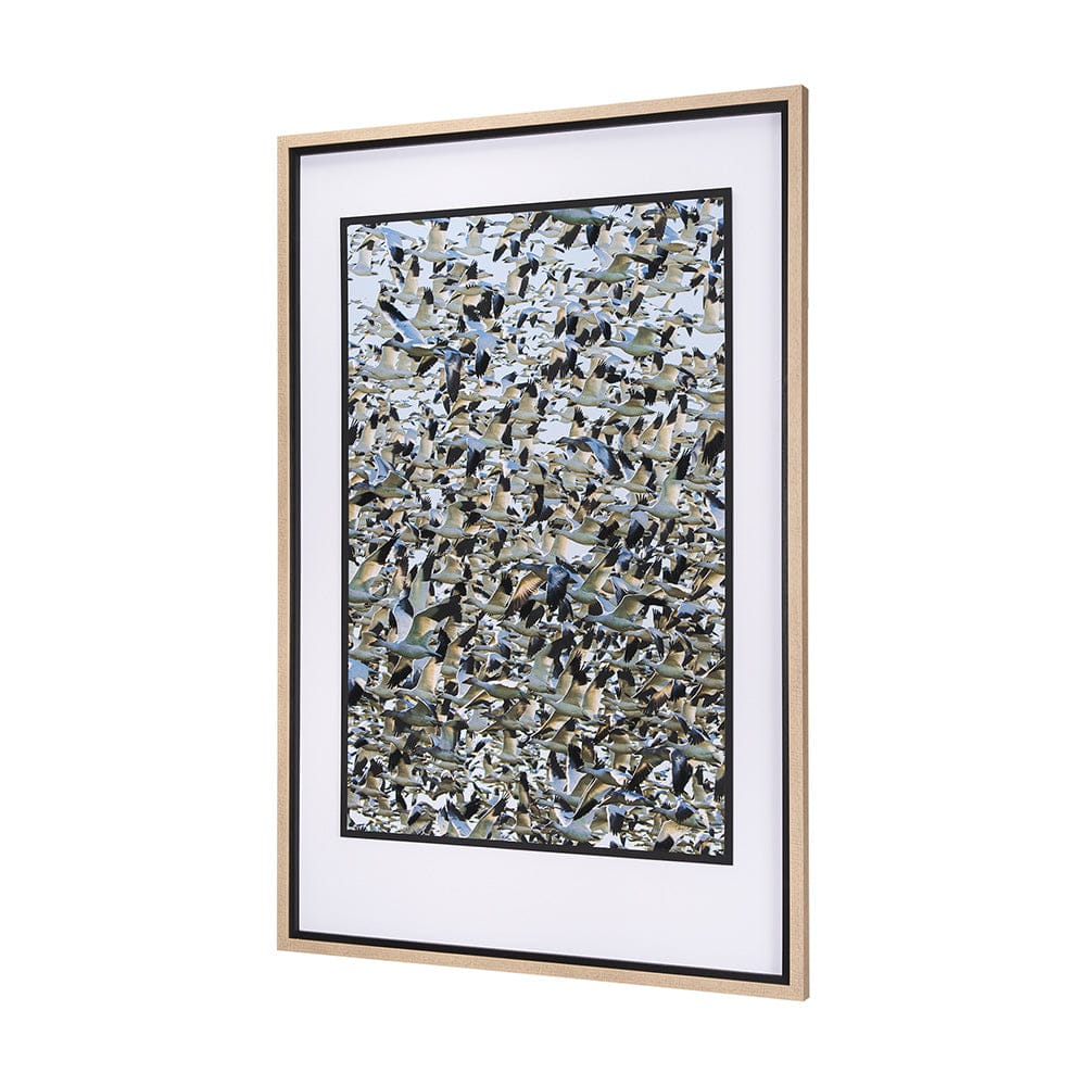 Mercana - Snowgoose Migration 1 by Gary Blatter Hand Embellished Textured Framed Art Print Matted under Glass - 15399 view 2