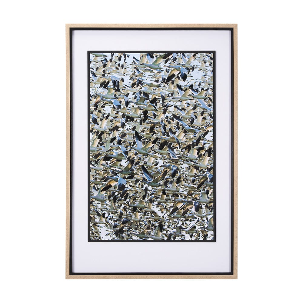 Mercana - Snowgoose Migration 2 by Gary Blatter Hand Embelished Textured Framed Art Print Matted under Glass - 15400 view 1