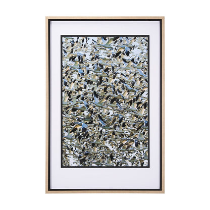 Mercana - Snowgoose Migration 2 by Gary Blatter Hand Embelished Textured Framed Art Print Matted under Glass - 15400 view 1