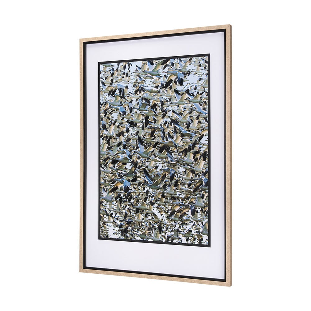 Mercana - Snowgoose Migration 2 by Gary Blatter Hand Embelished Textured Framed Art Print Matted under Glass - 15400 view 2