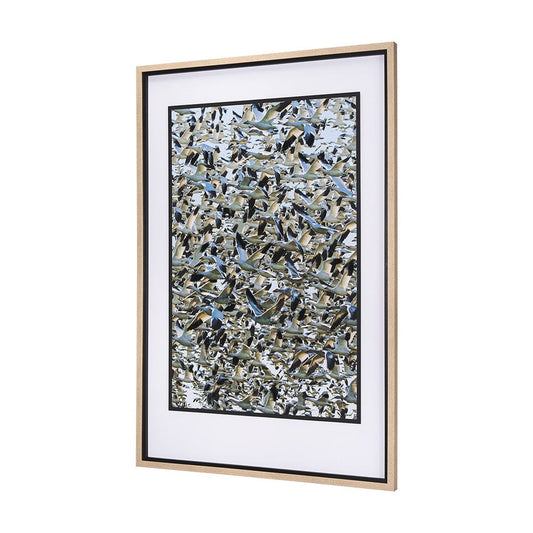 Mercana - Snowgoose Migration 2 by Gary Blatter Hand Embelished Textured Framed Art Print Matted under Glass - 15400 view 2