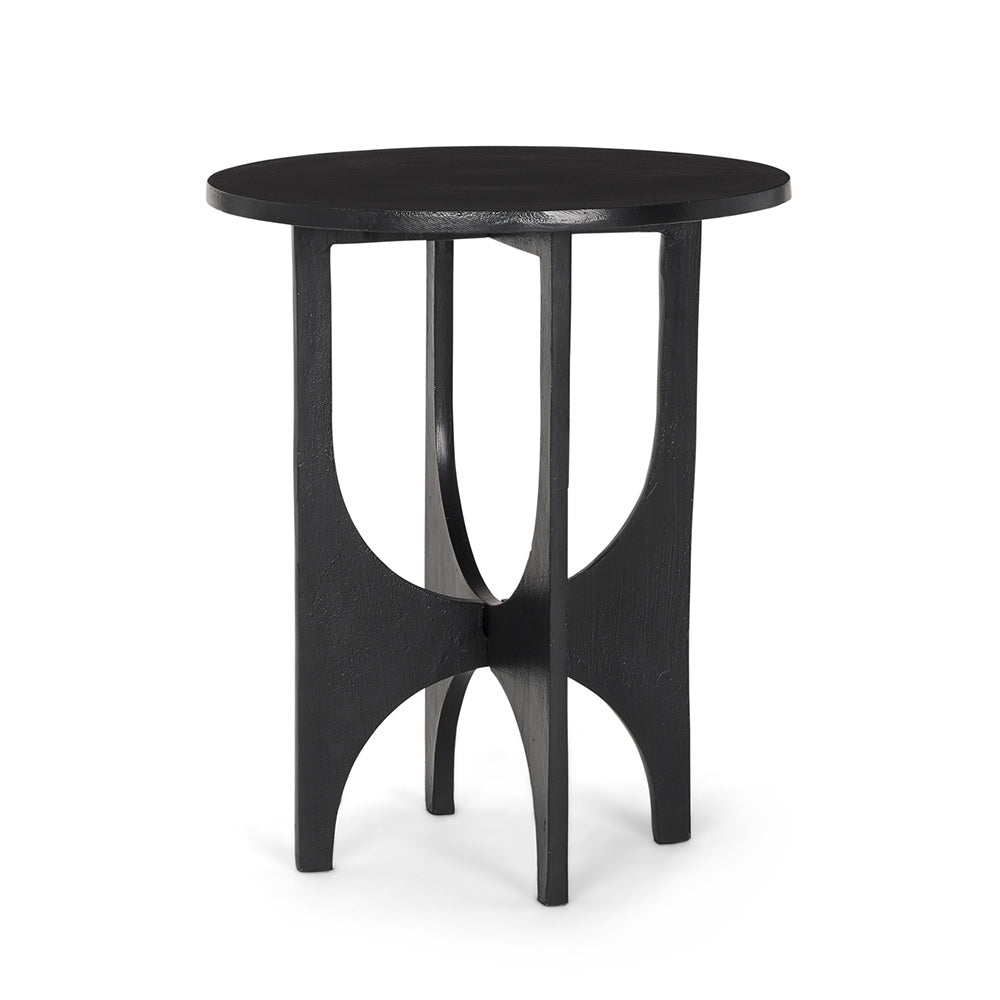 Mercana - Sobi Textured Matte Black Round Metal Accent Table - 70617 view 1