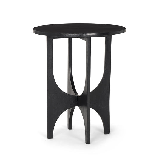 Mercana - Sobi Textured Matte Black Round Metal Accent Table - 70617 view 1