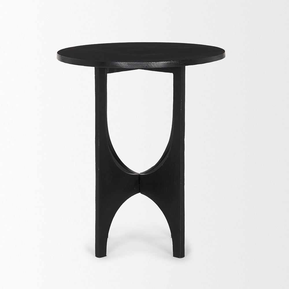Mercana - Sobi Textured Matte Black Round Metal Accent Table - 70617 view 2