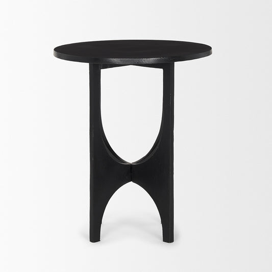 Mercana - Sobi Textured Matte Black Round Metal Accent Table - 70617 view 2