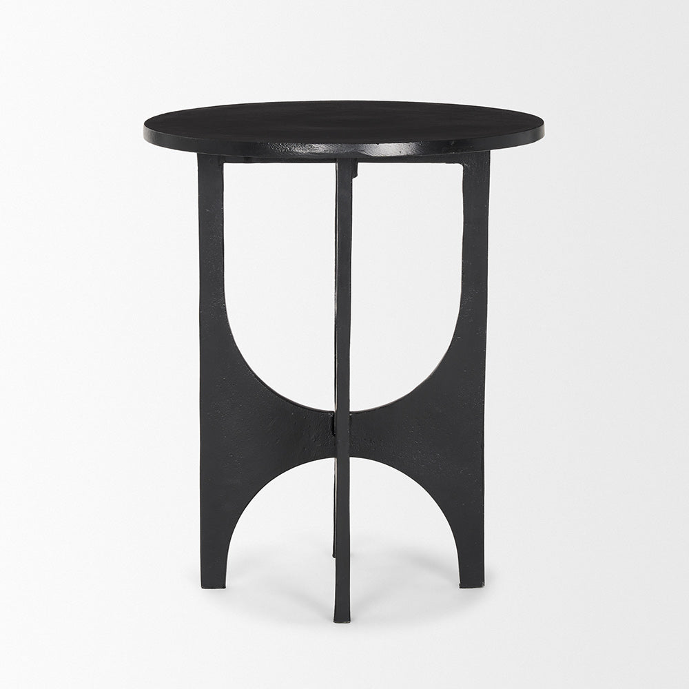 Mercana - Sobi Textured Matte Black Round Metal Accent Table - 70617 view 3
