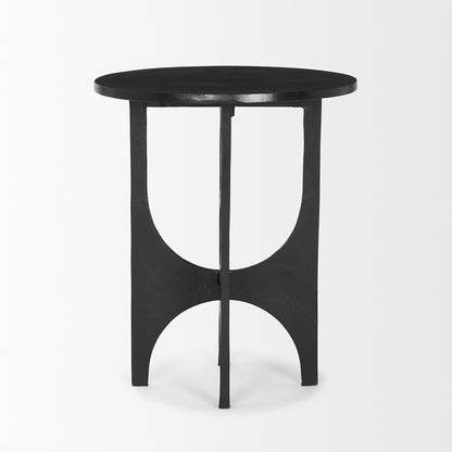Mercana - Sobi Textured Matte Black Round Metal Accent Table - 70617 view 3