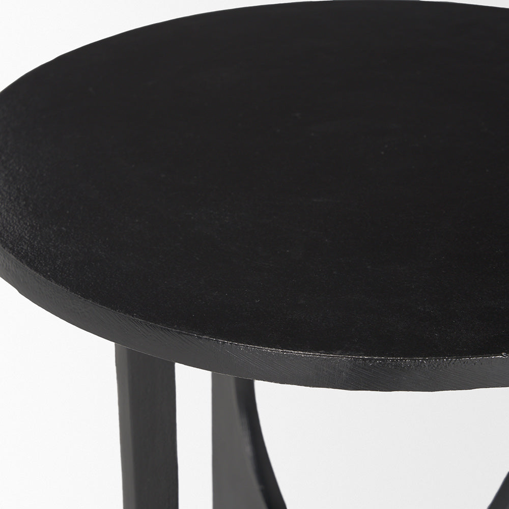 Mercana - Sobi Textured Matte Black Round Metal Accent Table - 70617 view 4