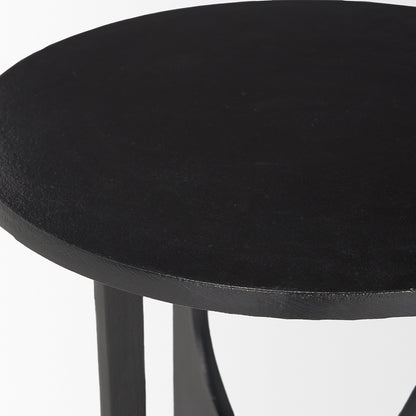 Mercana - Sobi Textured Matte Black Round Metal Accent Table - 70617 view 4
