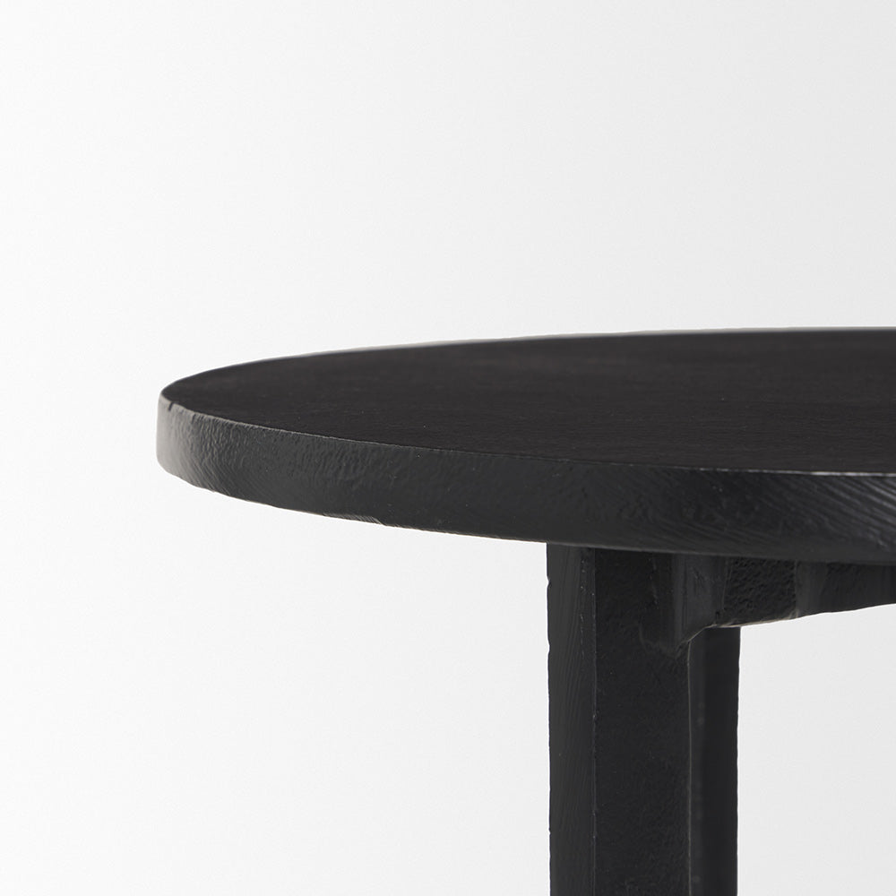 Mercana - Sobi Textured Matte Black Round Metal Accent Table - 70617 view 5