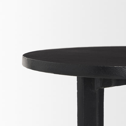 Mercana - Sobi Textured Matte Black Round Metal Accent Table - 70617 view 5