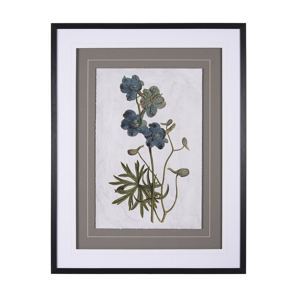 Mercana - Soft Blue Botanoicals V by Mercana Studio Hand Embellished Framed Art Print Matted under Glass - 13968 view 1