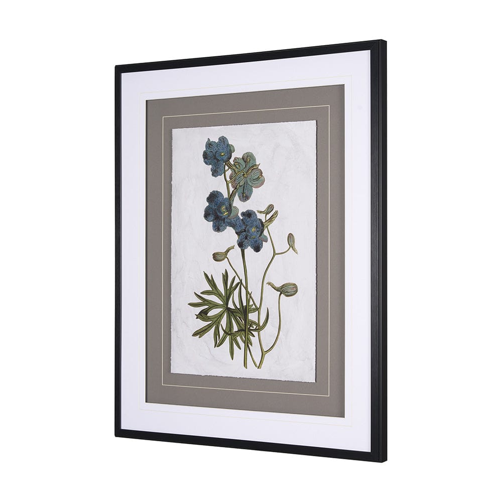 Mercana - Soft Blue Botanoicals V by Mercana Studio Hand Embellished Framed Art Print Matted under Glass - 13968 view 5