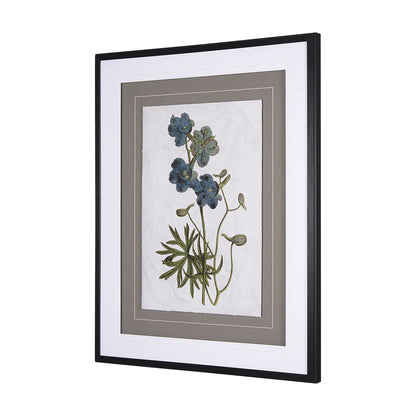 Mercana - Soft Blue Botanoicals V by Mercana Studio Hand Embellished Framed Art Print Matted under Glass - 13968 view 5