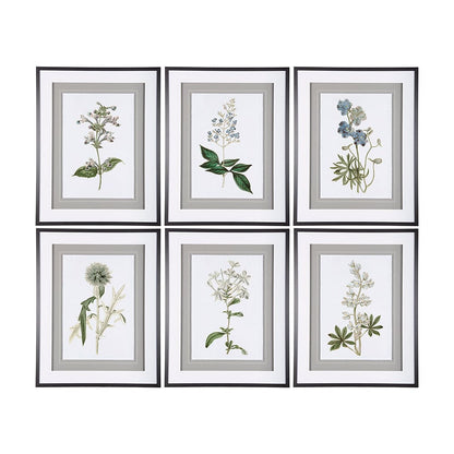 Mercana - Soft Blue Botanoicals VI by Mercana Studio Hand Embellished Framed Art Print Matted under Glass - 13969 view 9